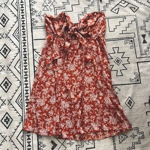 Shein dress with keyhole in front 1XL orange floral strapless